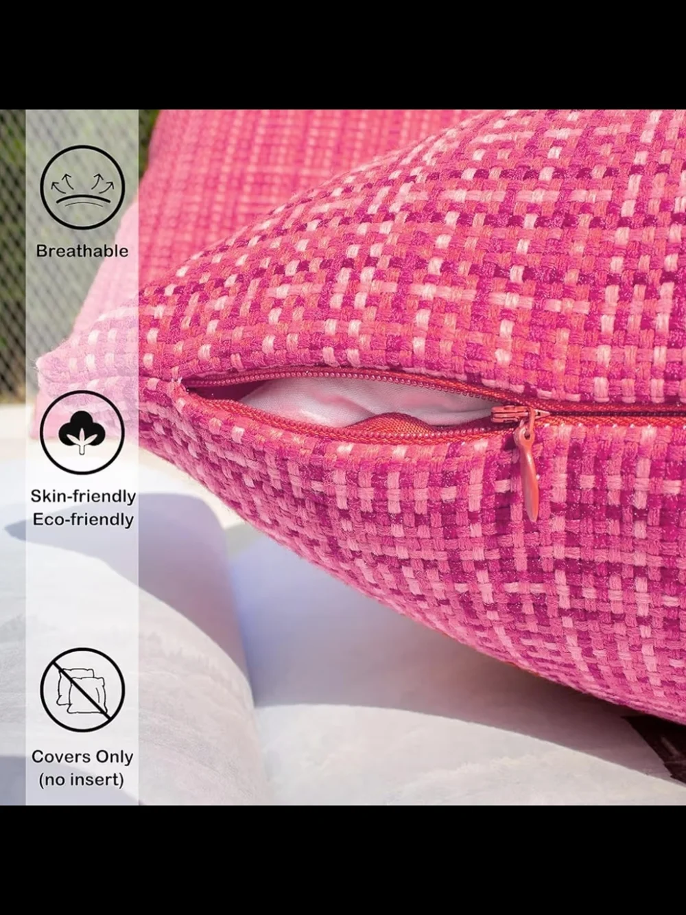 Hot Pink Textured 12x24 Lumbar Pillow Covers Set Of 2